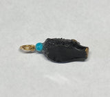 Vintage 1960's New Old Stock 14K Gold Filled Curly Hair Blackamoor & Turquoise Pendant