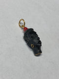 Vintage 1960's New Old Stock 14K Gold Filled Curly Hair Blackamoor & Red Coral Pendant