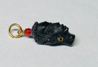 Vintage 1960's New Old Stock 14K Gold Filled Curly Hair Blackamoor & Red Coral Pendant