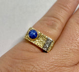 Vintage 1960's Blue Star Sapphire and Diamond Ring