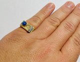 Vintage 1960's Blue Star Sapphire and Diamond Ring