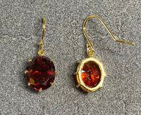 18K Yellow Gold-plated Sterling Silver Garnet Cubic Zirconia Necklace and Earrings Birthstone Set