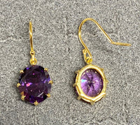 18K Yellow Gold-plated Sterling Silver Amethyst Cubic Zirconia Necklace and Earrings Birthstone Set