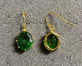 18K Yellow Gold-plated Sterling Silver CZ Emerald Necklace and Earrings Birthstone Set