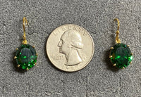 18K Yellow Gold-plated Sterling Silver CZ Emerald Necklace and Earrings Birthstone Set