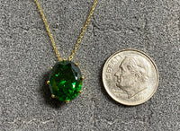 18K Yellow Gold-plated Sterling Silver CZ Emerald Necklace and Earrings Birthstone Set