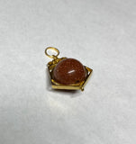 Vintage NOS 1960's 14K Goldstone Venturina 10mm Bead Pentagon Shape Spinner Pendant