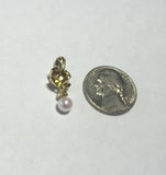 18Kt Yellow Gold Genuine Diamond & Pearl Earrings and Pendant "X" Set