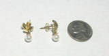 18Kt Yellow Gold Genuine Diamond & Pearl Earrings and Pendant "X" Set