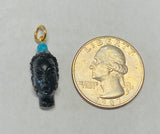 Vintage 1960's New Old Stock 14K Gold Filled Curly Hair Blackamoor & Turquoise Pendant