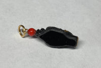 Vintage 1960's New Old Stock 14K Gold Filled Straight Hair Blackamoor & 4mm Red Coral Bead Pendant