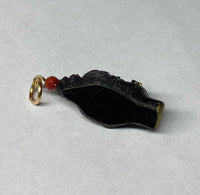 Vintage 1960's New Old Stock 14K Gold Filled Straight Hair Large Blackamoor & 3mm Red Coral Bead Pendant