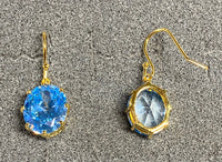 18K Yellow Gold-plated Sterling Silver Blue Topaz Cubic Zirconia Necklace and Earrings Birthstone Set