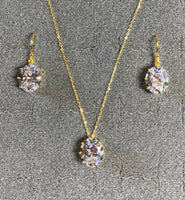 18K Yellow Gold-plated Sterling Silver Cubic Zirconia Necklace and Earrings Birthstone Set