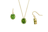 18K Yellow Gold-plated Sterling Silver CZ Emerald Necklace and Earrings Birthstone Set