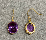 18K Yellow Gold-plated Sterling Silver CZ Alexandrite Necklace and Earrings Birthstone Set