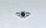 Vintage NOS 1970's Sterling Silver Genuine Blue Sapphire & Diamond Ladies Ring