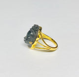 Vintage 1960's New Old Stock Blackamoor Ring in 18K Gold-plated Sterling Silver