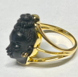 Vintage 1960's New Old Stock Blackamoor Ring in 18K Gold-plated Sterling Silver