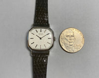 NOS 1982 Seiko Ladies Black Leather Watch with Silver Dial