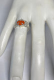 Vintage NOS 1970's Sterling Silver & Genuine 10 x 8mm Red Coral Ladies Bead Design Ring