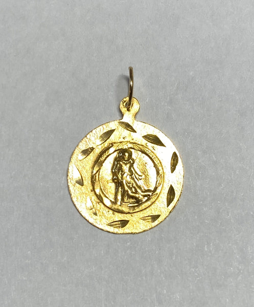 10 Karat Yellow Gold Saint Lazarus "San Lazaro" 13mm Medal