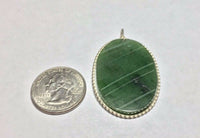 Vintage 1960's Sterling Silver & Genuine Hand Carved Jade Pendant