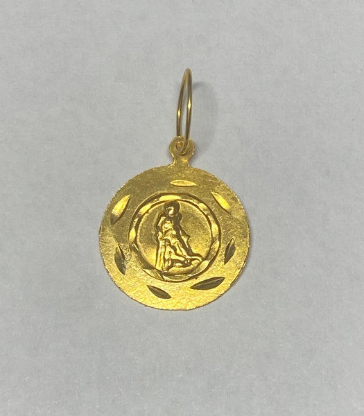 14 Karat Yellow Gold Saint Lazarus "San Lazaro" 13mm Medal