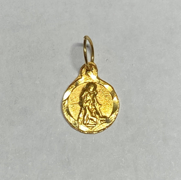 14 Karat Yellow Gold Saint Lazarus "San Lazaro" 8mm Baby Medal