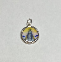 Sterling Silver Enameled Miraculous Virgin Mary "Milagrosa" 13mm (0.50") Medal