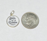 Sterling Silver Enameled Guardian Angel "Angel de la Guardia" 13mm (0.50") Medal