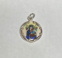 Sterling Silver Enameled Our Lady of Perpetual Help "Perpetuo Socorro" 13mm (0.50") Medal