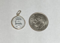 Sterling Silver Enameled Saint Therese of Lisieux (Little Flower) "Sancta Teresita" 13mm (0.50") Medal