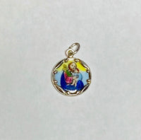 Sterling Silver Enameled Saint Joseph "San Jose" 13mm (0.50") Medal