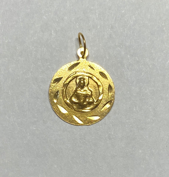 10 Karat Yellow Gold Saint Barbara "Santa Barbara" 13mm Medal