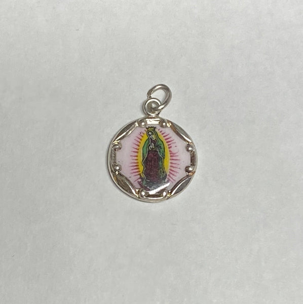 Sterling Silver Enameled Virgin of Guadalupe 13mm (0.50") Medal