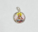 Sterling Silver Enameled Sacred Heart of Jesus "Sagrado Corazon" 13mm (0.50") Medal