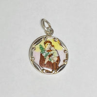 Sterling Silver Enameled Saint Anthony of Padua "San Antonio" 13mm (0.50") Medal