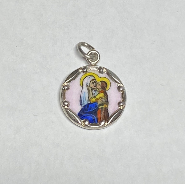 Sterling Silver Enameled Saint Anne 13mm (0.50") Medal