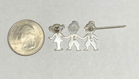 Vintage Sterling Silver Siblings (Boy, Boy, Girl) Brooch