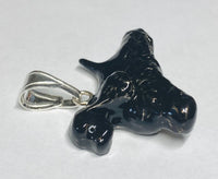 Sterling Silver Hand Enameled Black Cocker Spaniel Dog Pendant