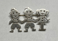 Vintage Sterling Silver Siblings (Boy, Boy, Girl) Brooch