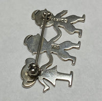 Vintage Sterling Silver Siblings (Boy, Boy, Girl) Brooch