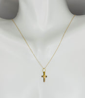 10 Karat Yellow Gold Small Plain Cross Charm with Loose Rope Chain