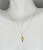 10 Karat Yellow Gold Small Plain Cross Charm with Loose Rope Chain