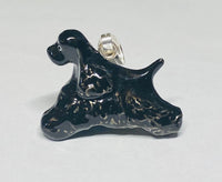 Sterling Silver Hand Enameled Black Cocker Spaniel Dog Pendant