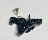 Sterling Silver Hand Enameled Black Cocker Spaniel Dog Pendant