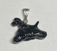 Sterling Silver Hand Enameled Black Cocker Spaniel Dog Pendant