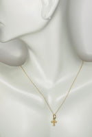 10 Karat Yellow Gold Small Cross Charm with Loose Rope Chain