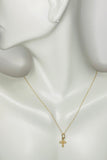 10 Karat Yellow Gold Small Cross Charm with Loose Rope Chain